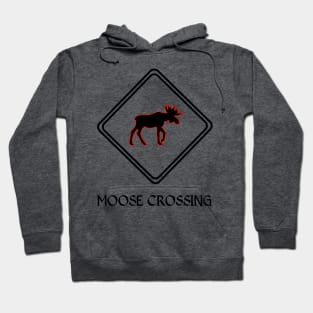 Funny moose crossing - scandinavia Hoodie